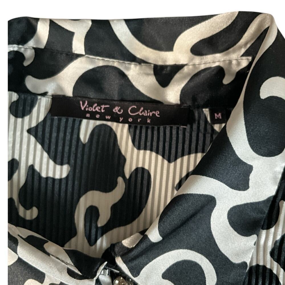 Vintage Violet & Claire New York Long Sleeve Blouse Black/White 3/4 Button Up M - Picture 11 of 11